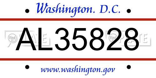 AL35828 District Of Columbia License Plate