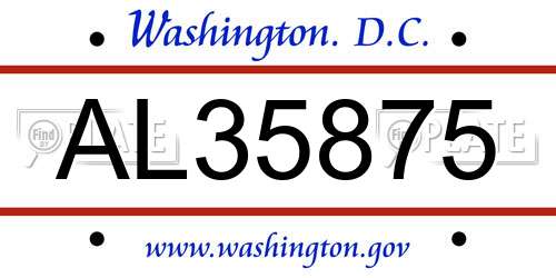 AL35875 District Of Columbia License Plate