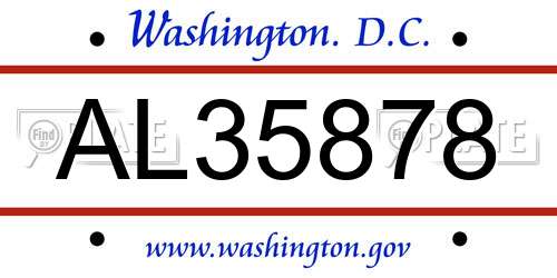 AL35878 District Of Columbia License Plate