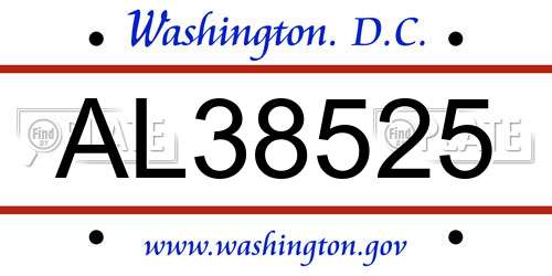 AL38525 District Of Columbia License Plate