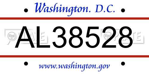 AL38528 District Of Columbia License Plate