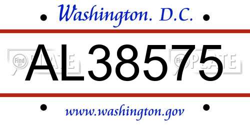 AL38575 District Of Columbia License Plate