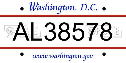 AL38578 District Of Columbia License Plate