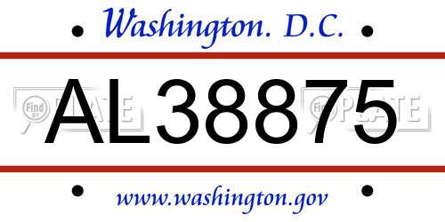 AL38875 District Of Columbia License Plate