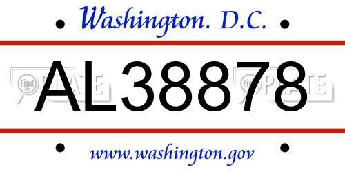 AL38878 District Of Columbia License Plate
