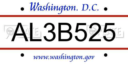 AL3B525 District Of Columbia License Plate