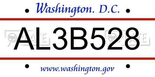 AL3B528 District Of Columbia License Plate