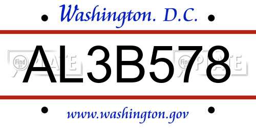 AL3B578 District Of Columbia License Plate
