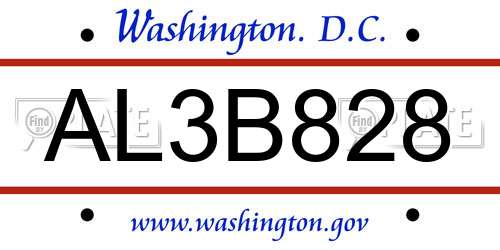 AL3B828 District Of Columbia License Plate