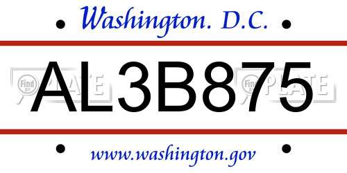 AL3B875 District Of Columbia License Plate