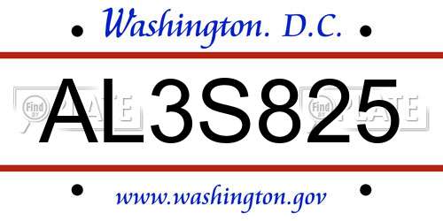 AL3S825 District Of Columbia License Plate