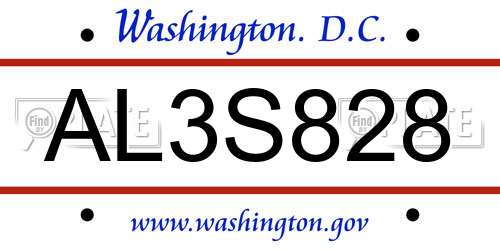 AL3S828 District Of Columbia License Plate