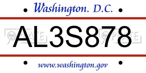 AL3S878 District Of Columbia License Plate