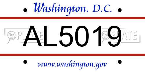 AL5019 District Of Columbia License Plate