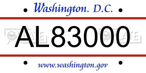 AL83000 District Of Columbia License Plate