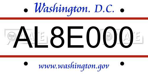 AL8E000 District Of Columbia License Plate