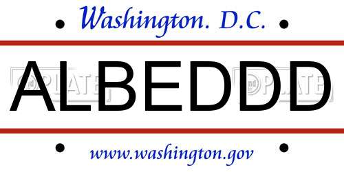 ALBEDDD District Of Columbia License Plate