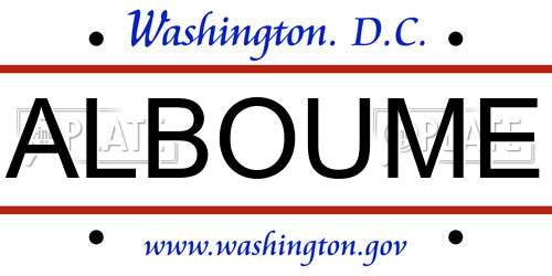 ALBOUME District Of Columbia License Plate