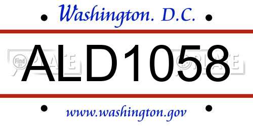 ALD1058 District Of Columbia License Plate