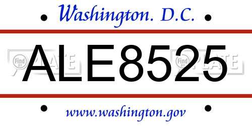 ALE8525 District Of Columbia License Plate