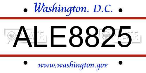 ALE8825 District Of Columbia License Plate