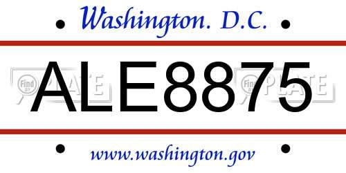 ALE8875 District Of Columbia License Plate