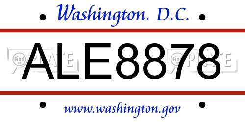 ALE8878 District Of Columbia License Plate