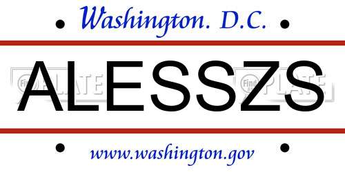 ALESSZS District Of Columbia License Plate