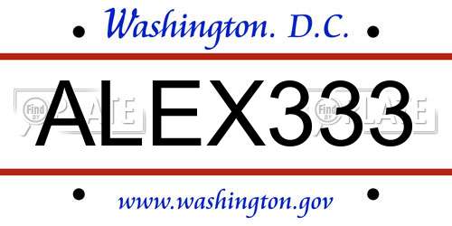 ALEX333 District Of Columbia License Plate