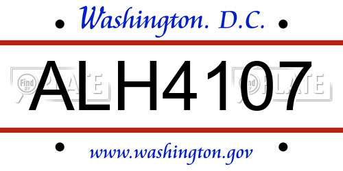 ALH4107 District Of Columbia License Plate