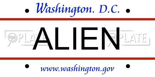 ALIEN District Of Columbia License Plate