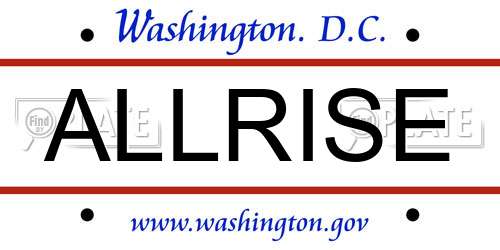 ALLRISE District Of Columbia License Plate