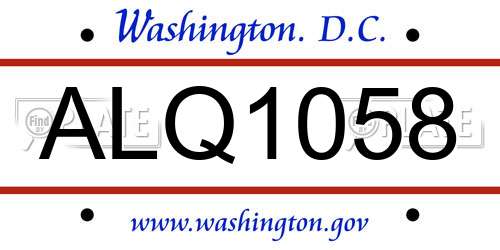 ALQ1058 District Of Columbia License Plate