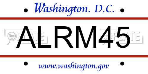 ALRM45 District Of Columbia License Plate