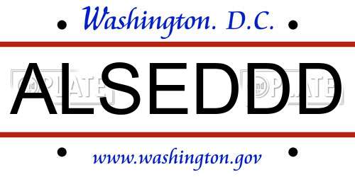 ALSEDDD District Of Columbia License Plate