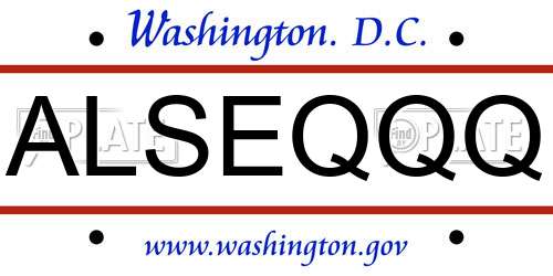 ALSEQQQ District Of Columbia License Plate