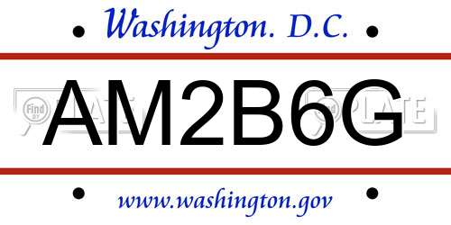 AM2B6G District Of Columbia License Plate