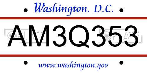 AM3Q353 District Of Columbia License Plate