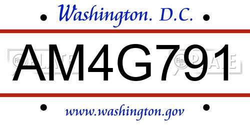 AM4G791 District Of Columbia License Plate