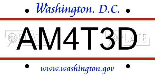 AM4T3D District Of Columbia License Plate