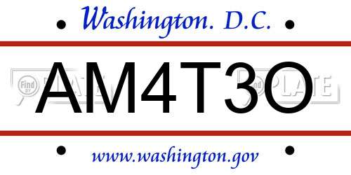 AM4T3O District Of Columbia License Plate