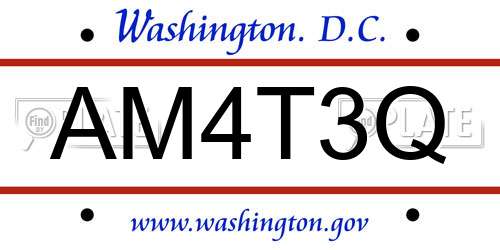 AM4T3Q District Of Columbia License Plate