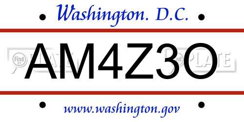 AM4Z3O District Of Columbia License Plate