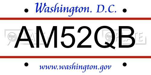 AM52QB District Of Columbia License Plate