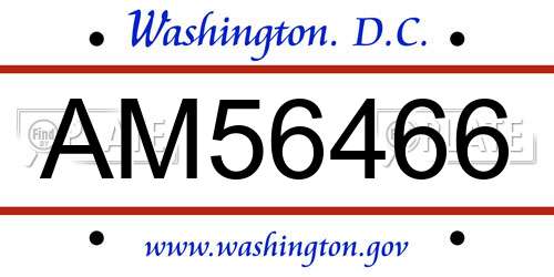 AM56466 District Of Columbia License Plate