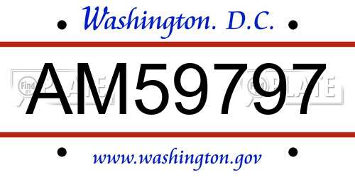 AM59797 District Of Columbia License Plate