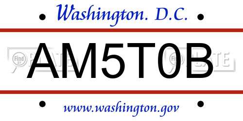 AM5T0B District Of Columbia License Plate