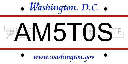 AM5T0S District Of Columbia License Plate