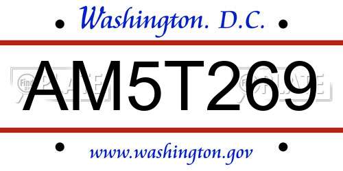 AM5T269 District Of Columbia License Plate