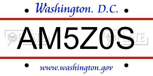 AM5Z0S District Of Columbia License Plate